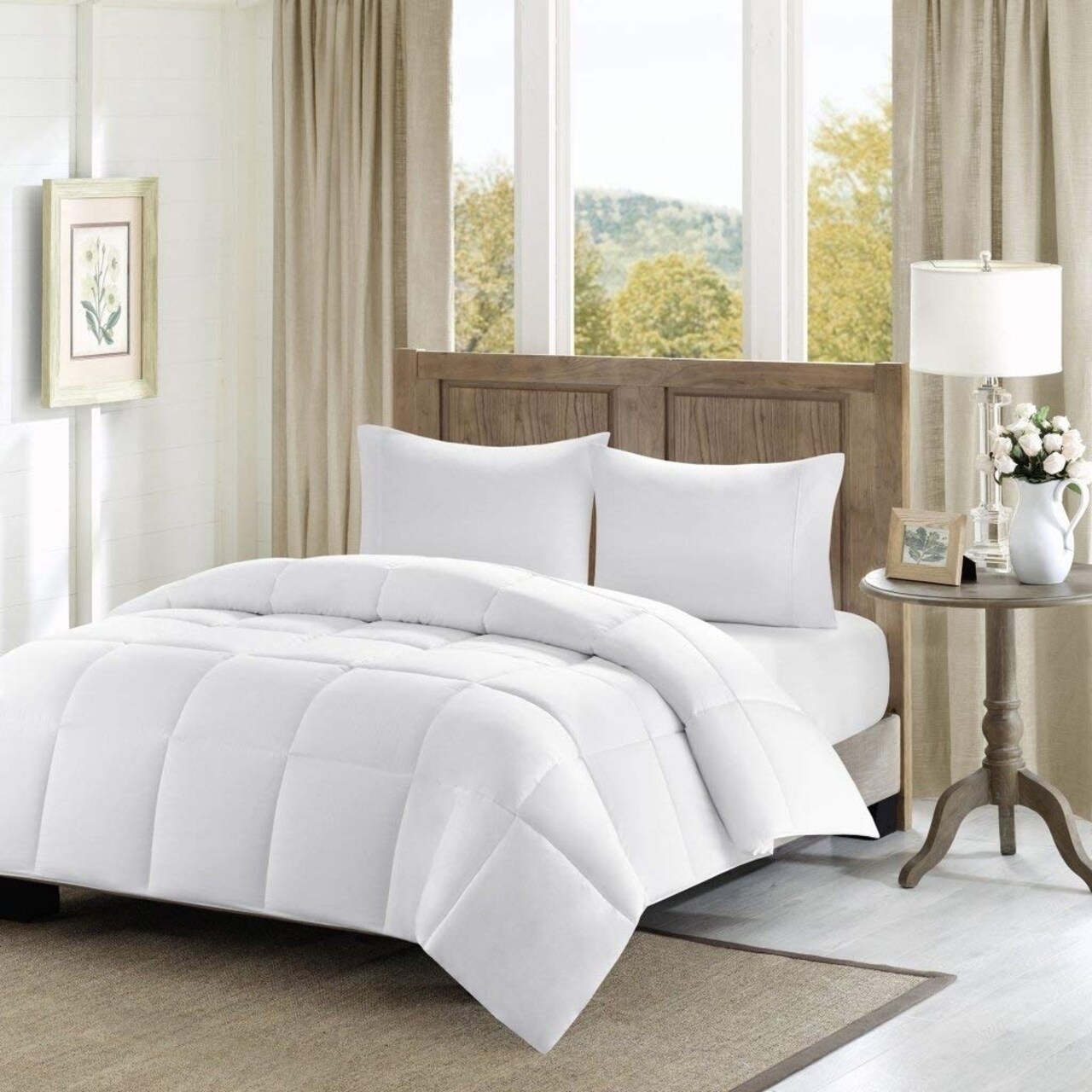 Madison Park Winfield 300 Thread Count Luxury Down Alternative Comforter, Full/ Queen, White